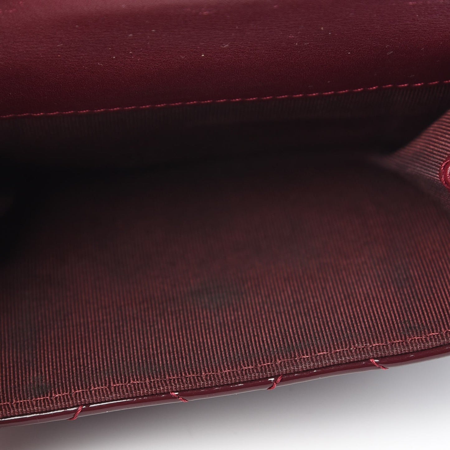 Patent Quilted Compact French Flap Wallet Dark Red