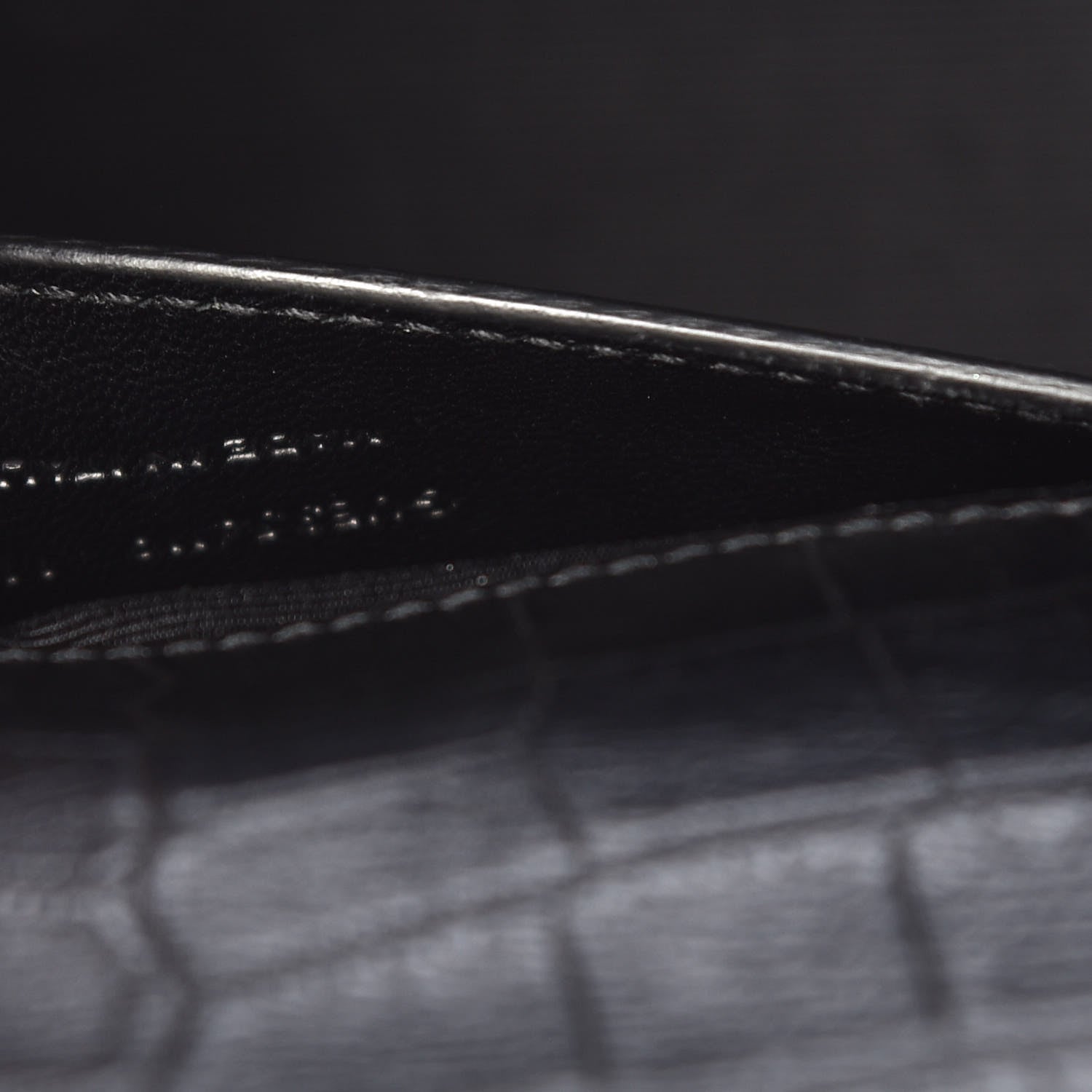 Saint Laurent Calfskin Crocodile Embossed Medium Classic Monogram Kate Tassel Satchel Black 9 of 9