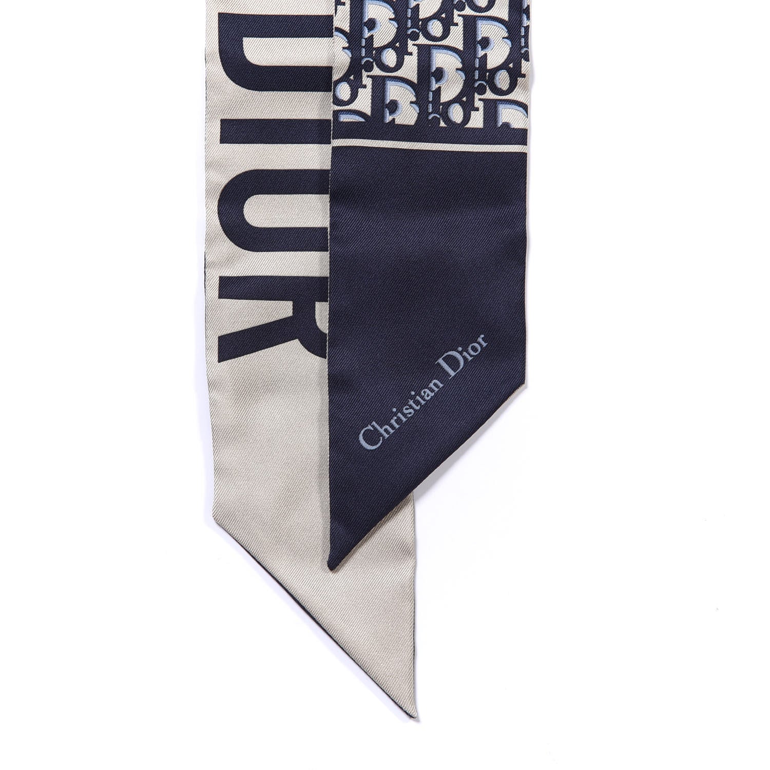 Christian Dior Silk Oblique Mitzah Scarf Blue 3 of 3