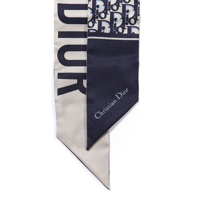 Christian Dior Silk Oblique Mitzah Scarf Blue 3 of 3
