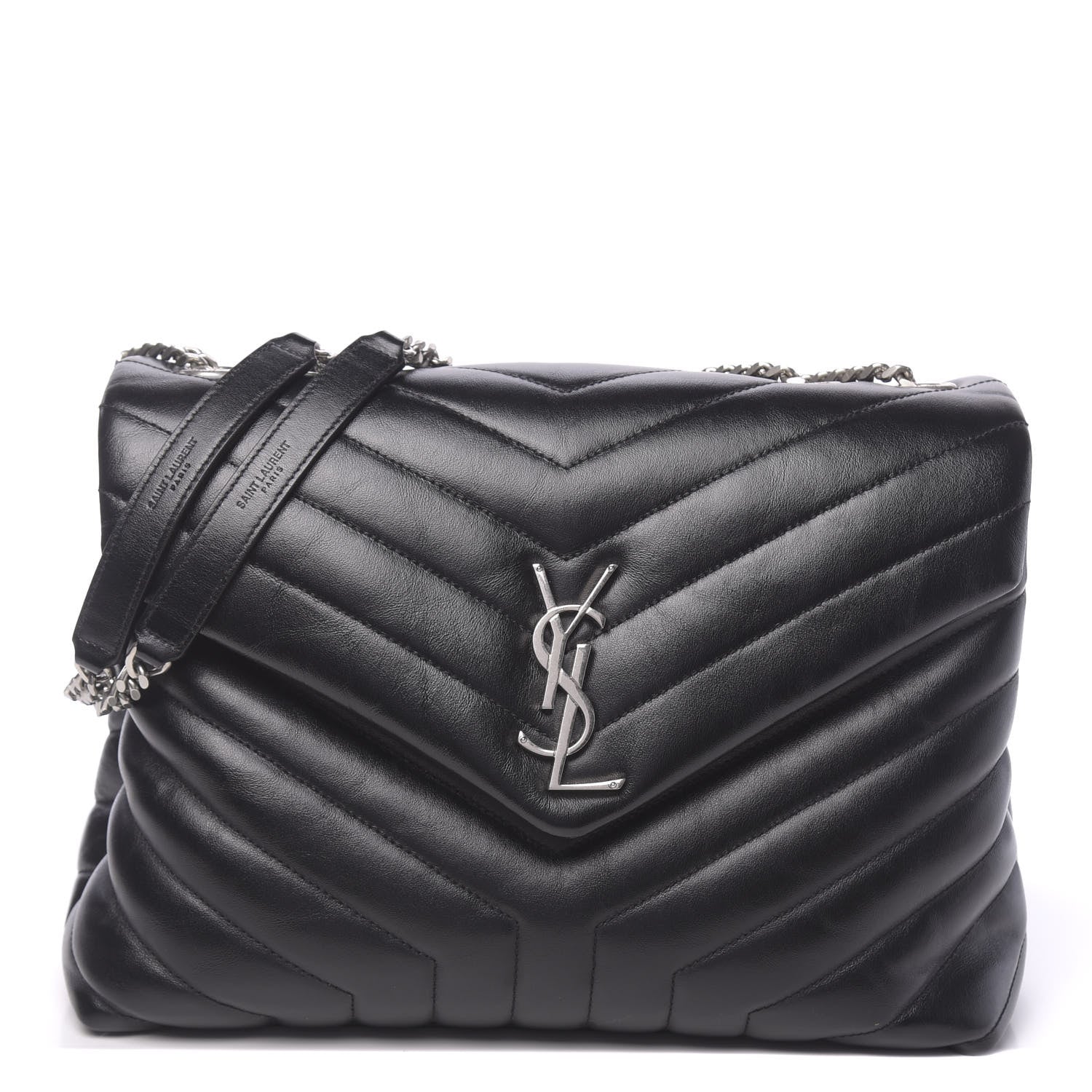 Saint Laurent Calfskin Y Quilted Monogram Medium Loulou Chain Satchel Black 1 of 13