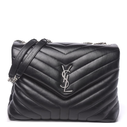 Saint Laurent Calfskin Y Quilted Monogram Medium Loulou Chain Satchel Black 1 of 13