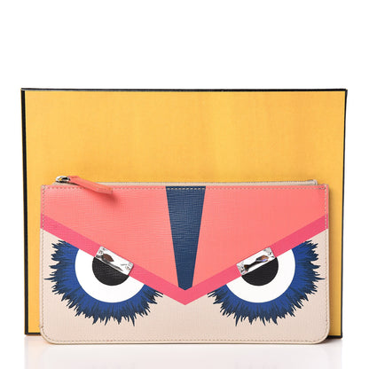 Fendi Vitello Elite Crystal Eye Monster Zip Pouch Bellini Multicolor 8 of 8