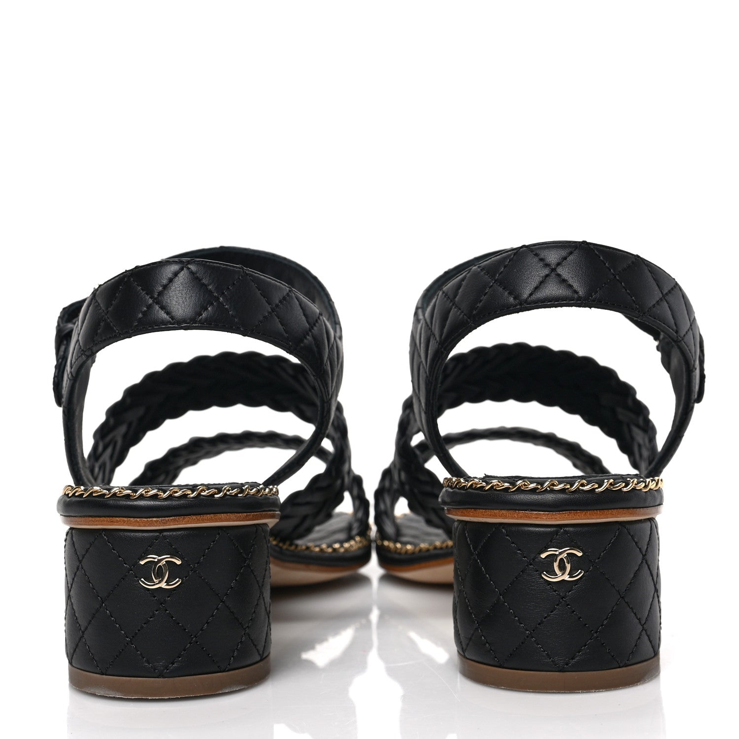 Chanel Calfskin Woven Chain Around CC Sandals 40.5 Black 5 of 9