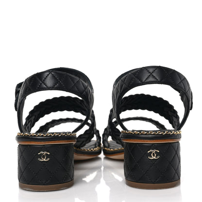 Chanel Calfskin Woven Chain Around CC Sandals 40.5 Black 5 of 9