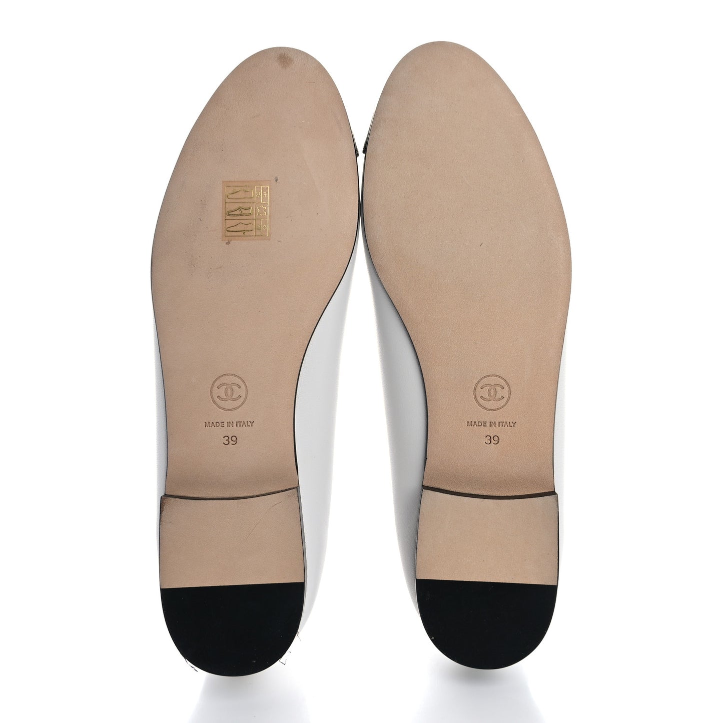 Lambskin Cap Toe CC Ballerina Flats 39 White Black