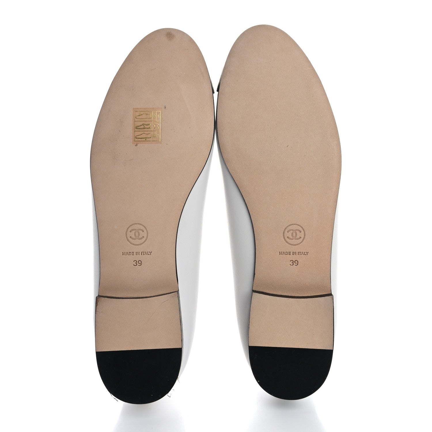 Chanel Lambskin Cap Toe CC Ballerina Flats 39 White Black 6 of 13