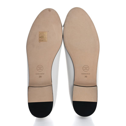 Chanel Lambskin Cap Toe CC Ballerina Flats 39 White Black 6 of 13