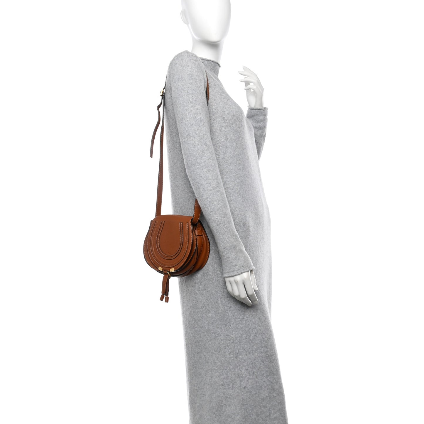 Grained Calfskin Small Marcie Saddle Bag Tan