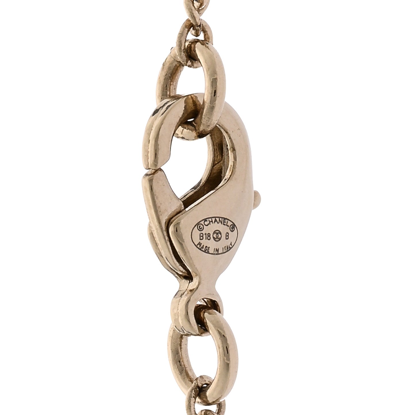 Pearl Crystal CC Pendant Necklace Gold