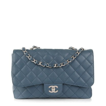 Chanel Caviar Quilted Jumbo Single Flap Blue 1 of 9