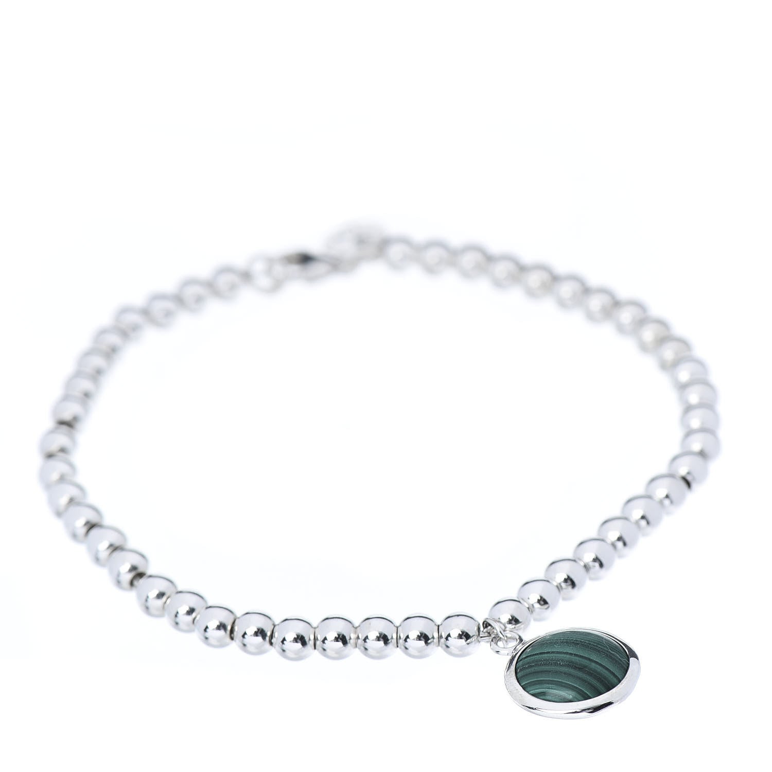 Tiffany Sterling Silver Malachite Paloma's Sugar Stacks Beaded Bracelet 1 of 5