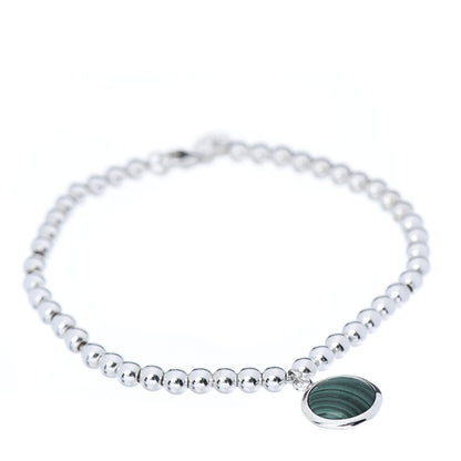 Tiffany Sterling Silver Malachite Paloma's Sugar Stacks Beaded Bracelet 1 of 5