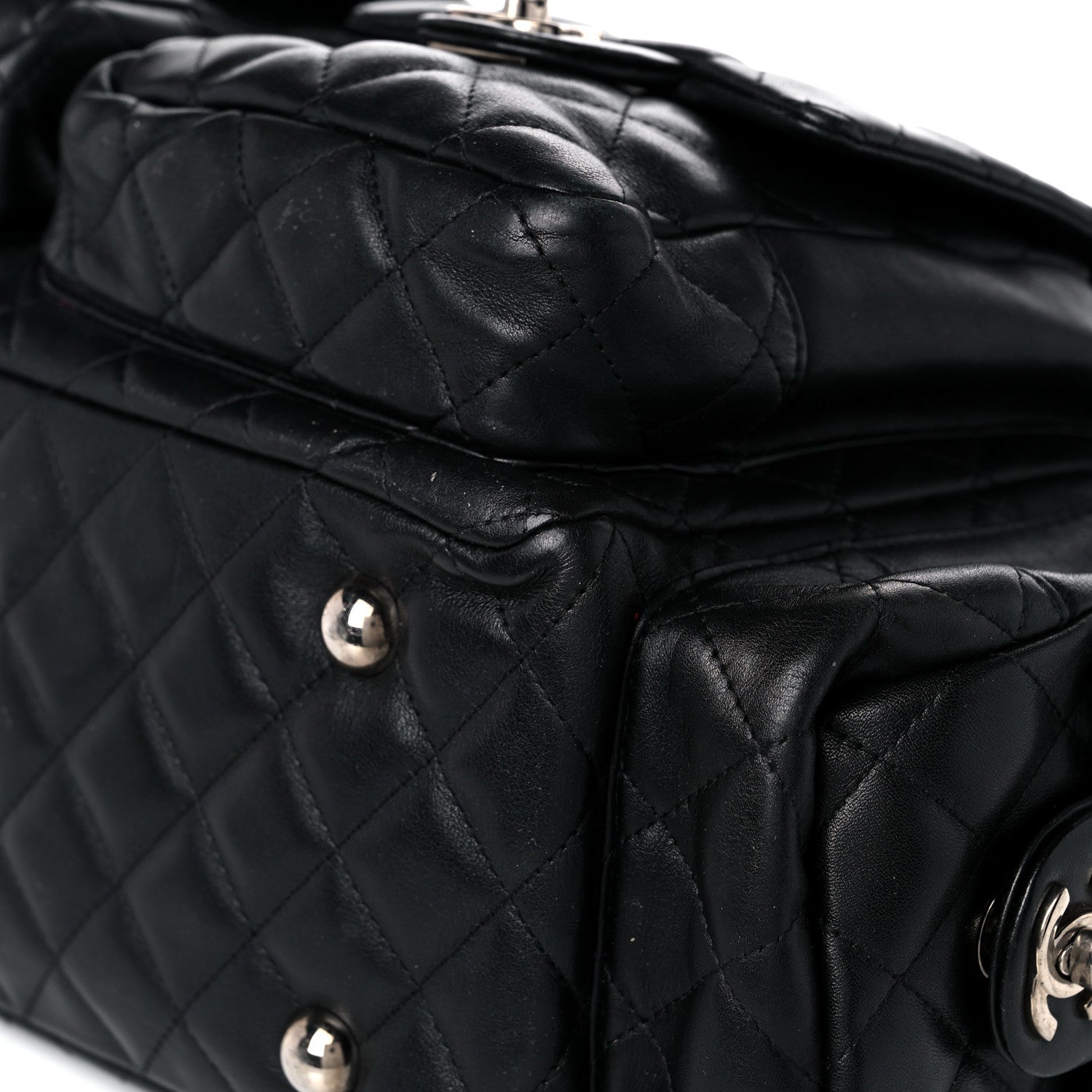 Chanel Calfskin Quilted Large Cambon Multipocket Reporter Black White 9 of 18