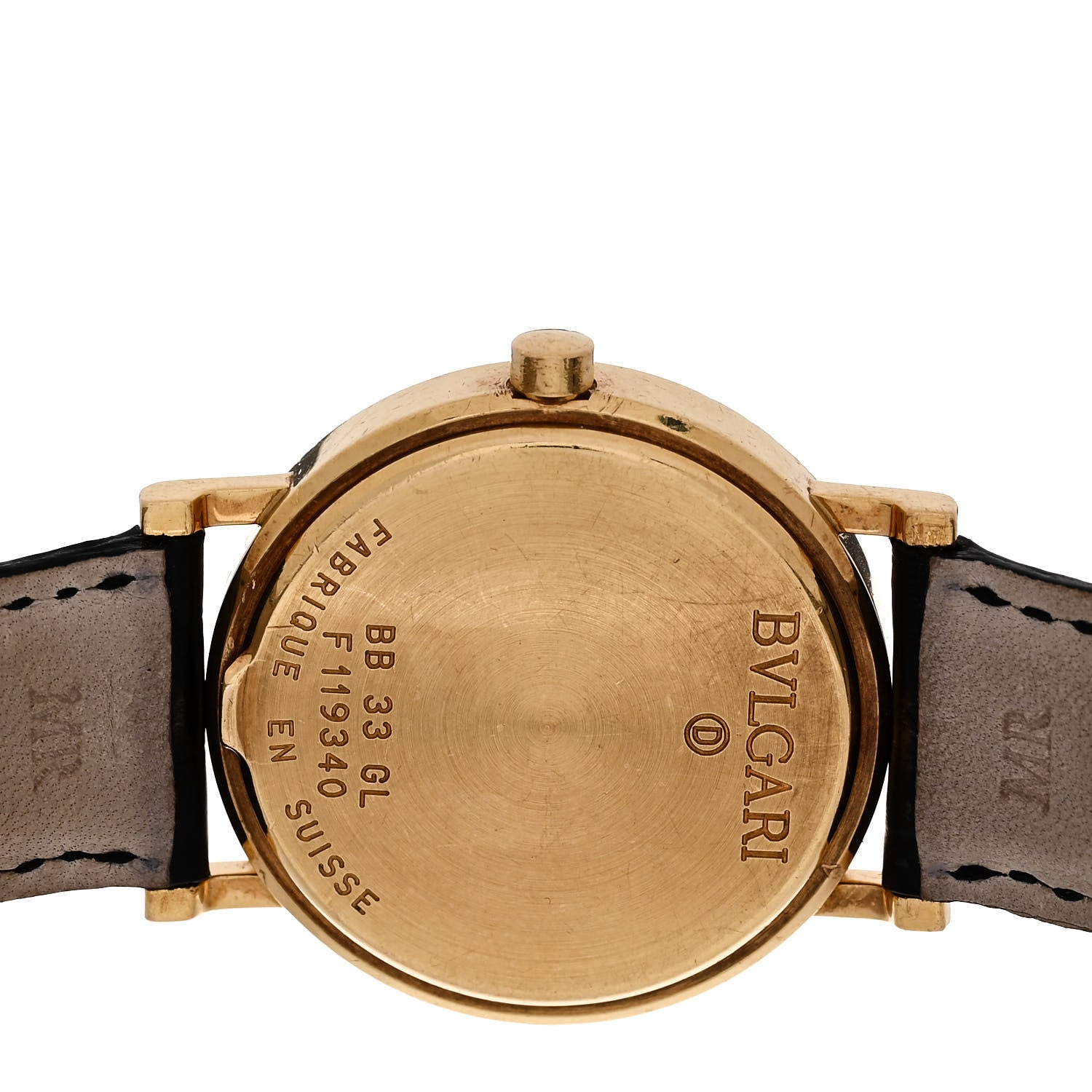 Bulgari 18K Yellow Gold Alligator 33mm Quartz Watch Black 4 of 4