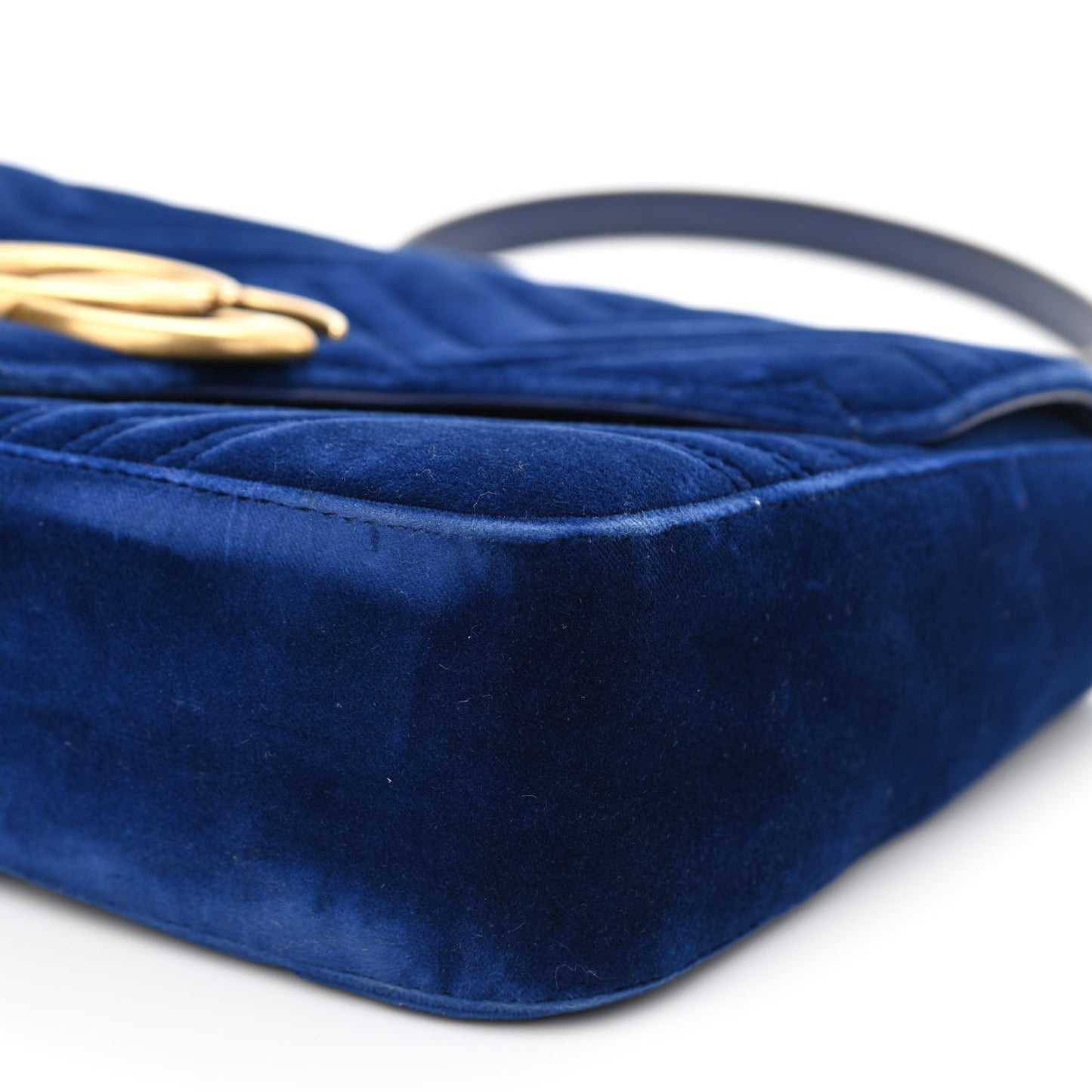 Velvet Matelasse Medium GG Marmont Shoulder Bag Cobalt Blue