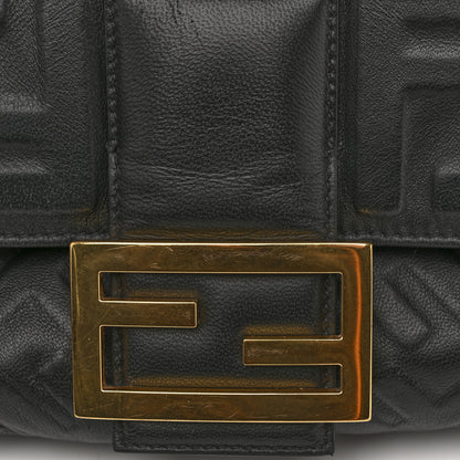 Fendi Nappa FF 1974 Embossed Large Baguette Black 12 of 17