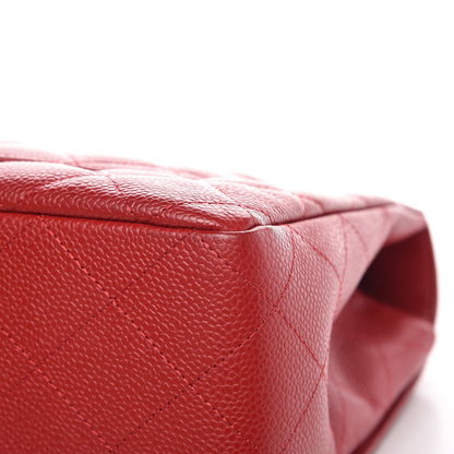 Chanel Caviar Quilted Jumbo Single Flap Red 11 of 11