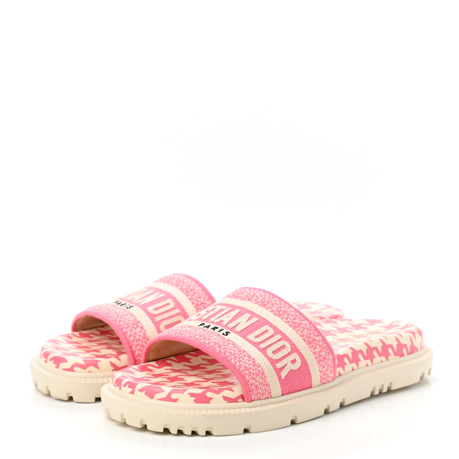 Christian Dior Micro PDP Cotton Houndstooth Embroidered Dway 10mm Slide Sandals 36 Peony 3 of 9