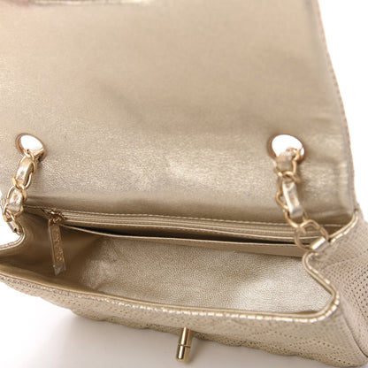 Chanel Metallic Lambskin Perforated Mini Rectangular Flap Light Gold 5 of 10