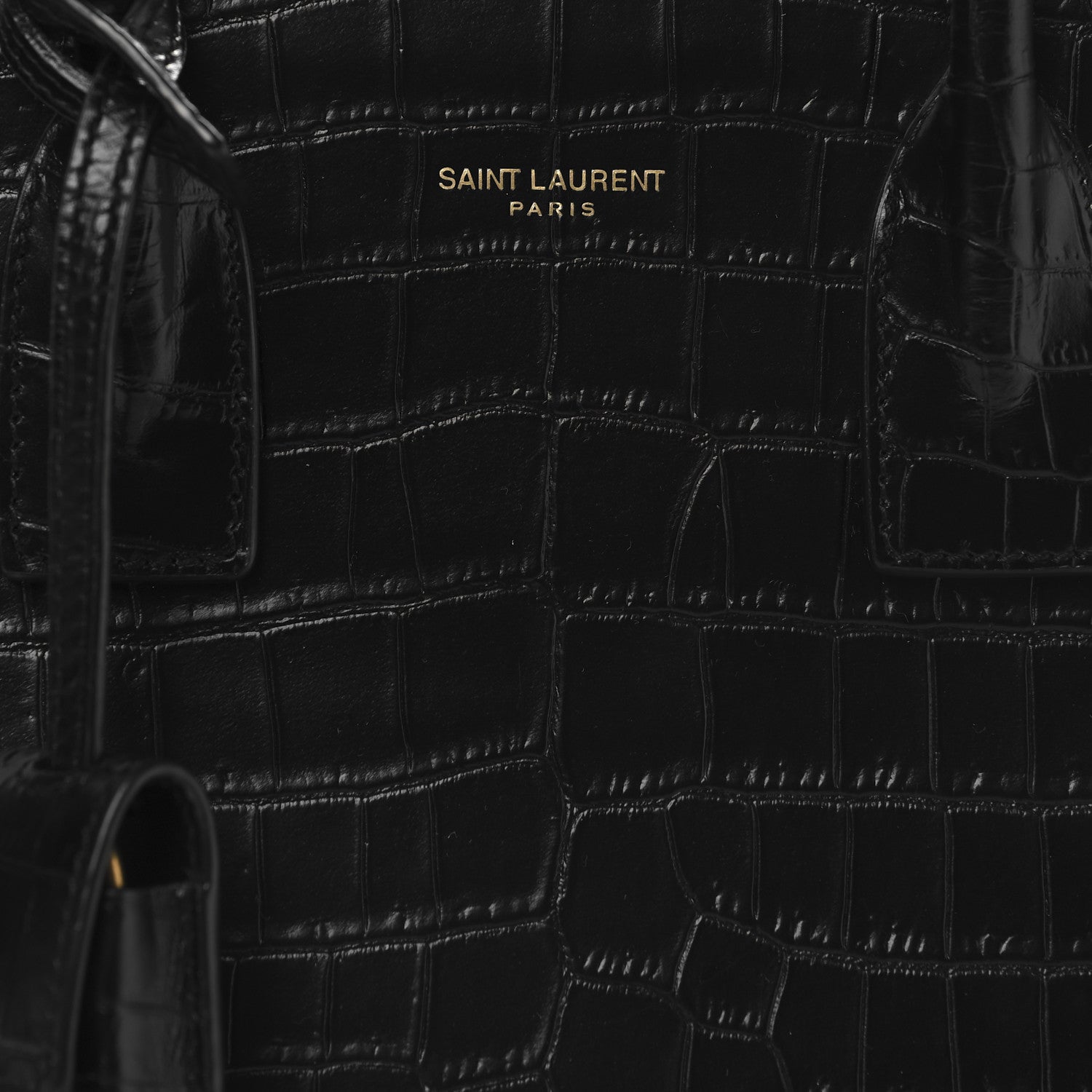 Saint Laurent Calfskin Crocodile Embossed Baby Sac De Jour Black 7 of 10