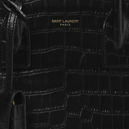 Saint Laurent Calfskin Crocodile Embossed Baby Sac De Jour Black 7 of 10