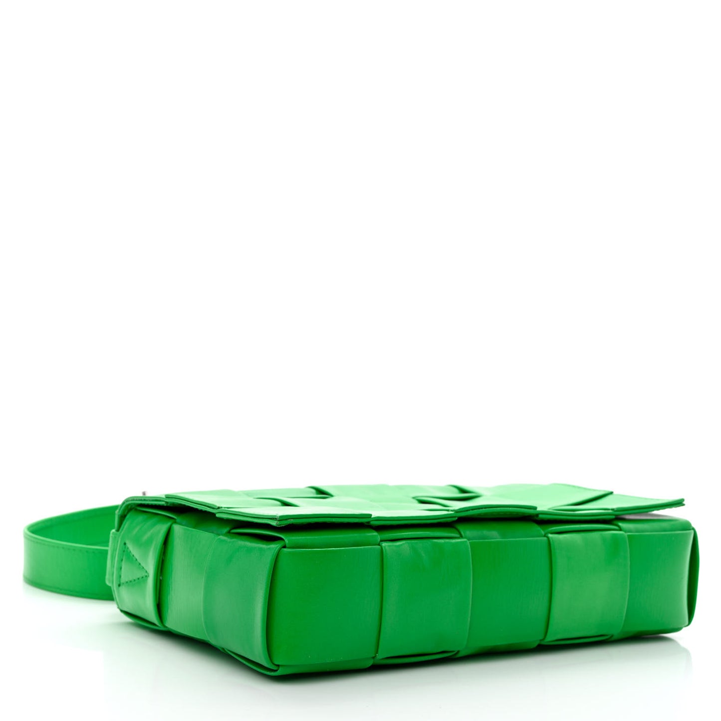 Paper Calfskin Maxi Intreccio Cassette Crossbody Bag Grass