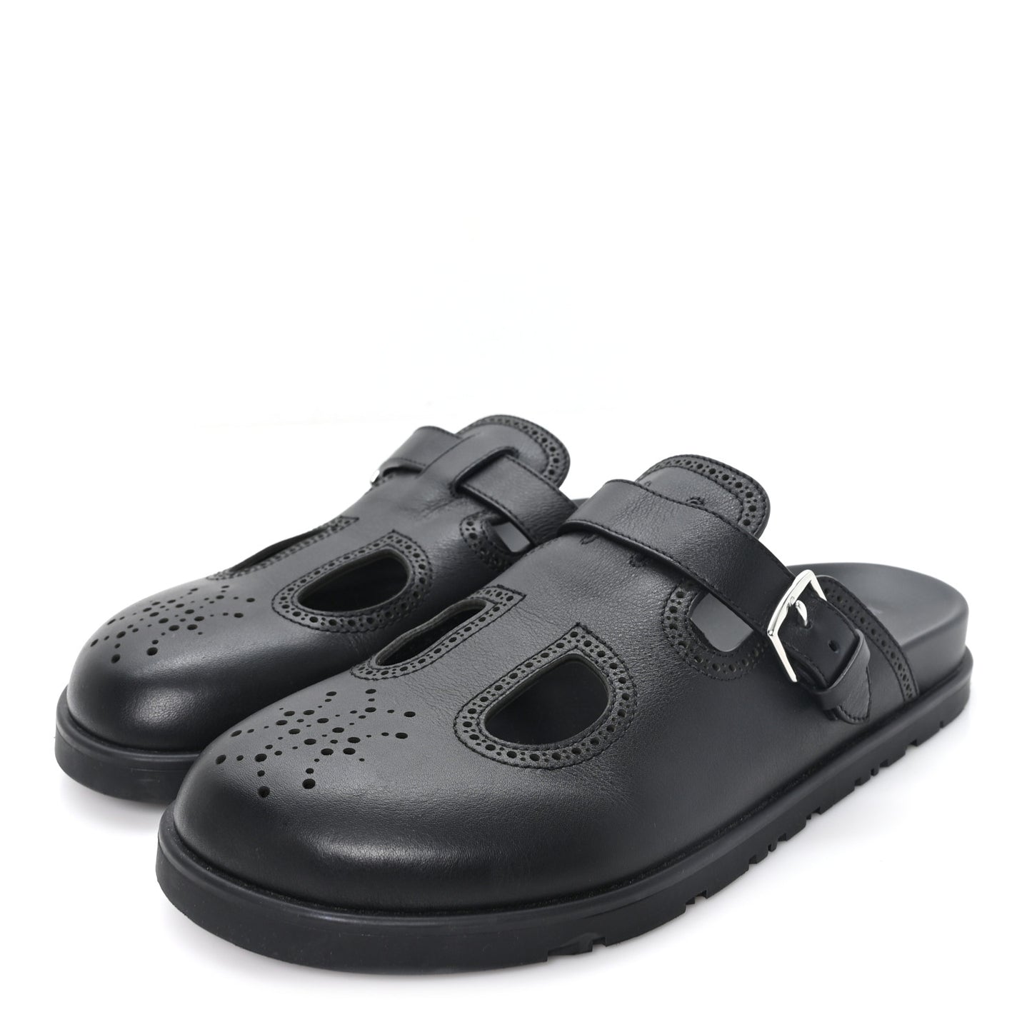 Calfskin Monk Mules  37 Black