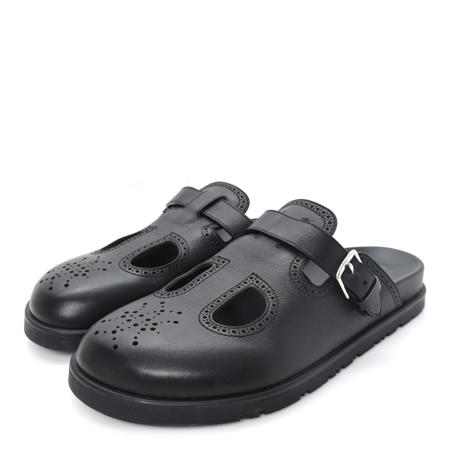 Hermes Calfskin Monk Mules  37 Black 4 of 8