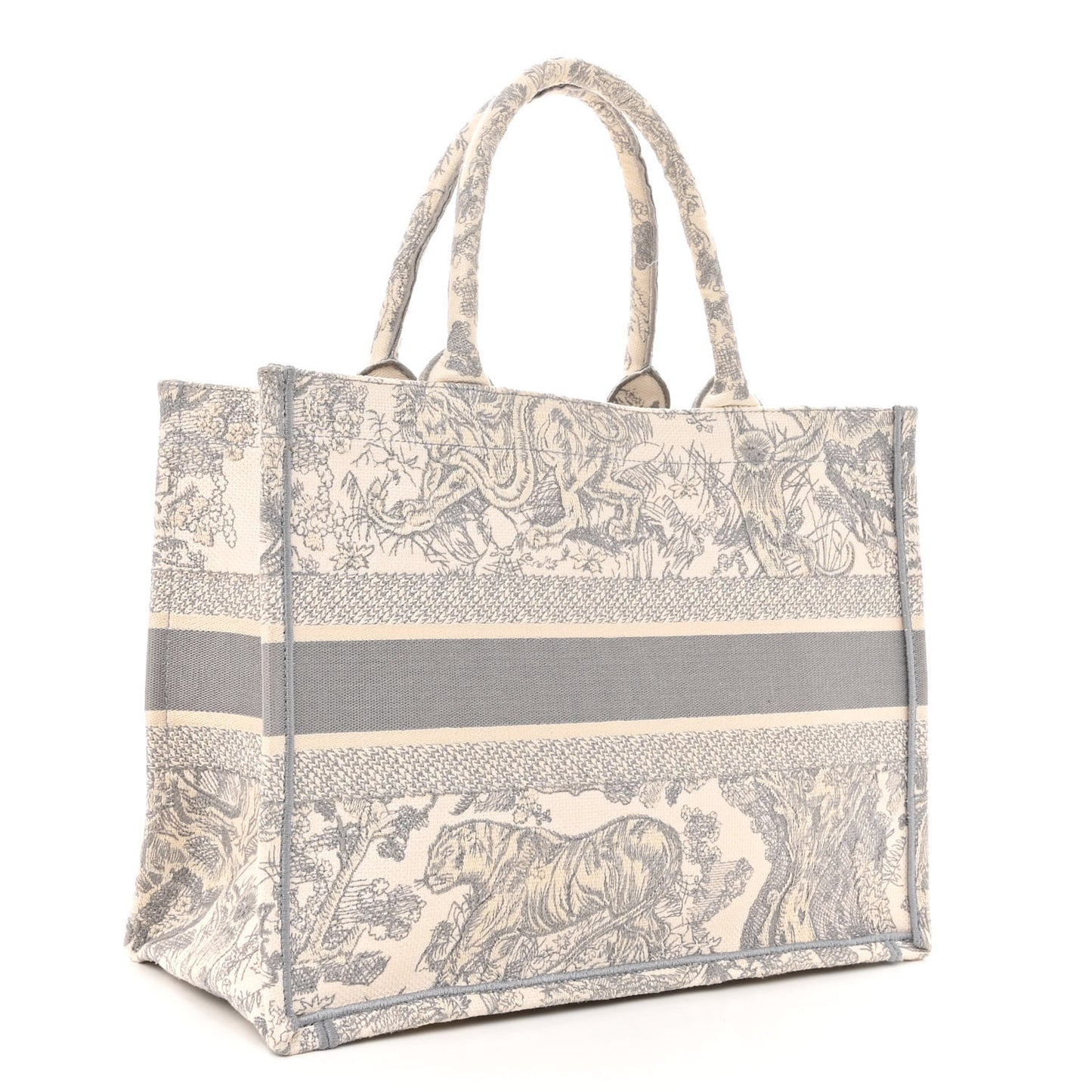 Canvas Embroidered Medium Dioriviera Toile De Jouy Book Tote Gray