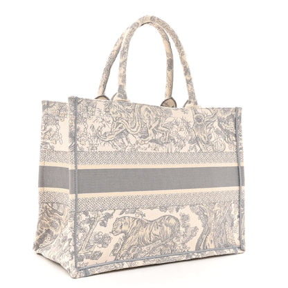 Christian Dior Canvas Embroidered Medium Dioriviera Toile De Jouy Book Tote Gray 3 of 14