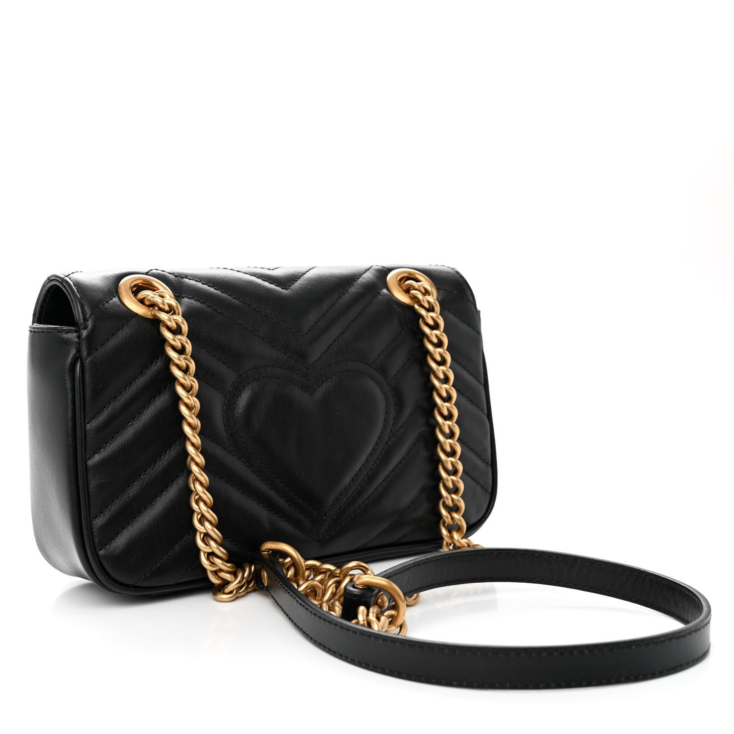Gucci Calfskin Matelasse Mini GG Marmont Shoulder Bag Black 3 of 12