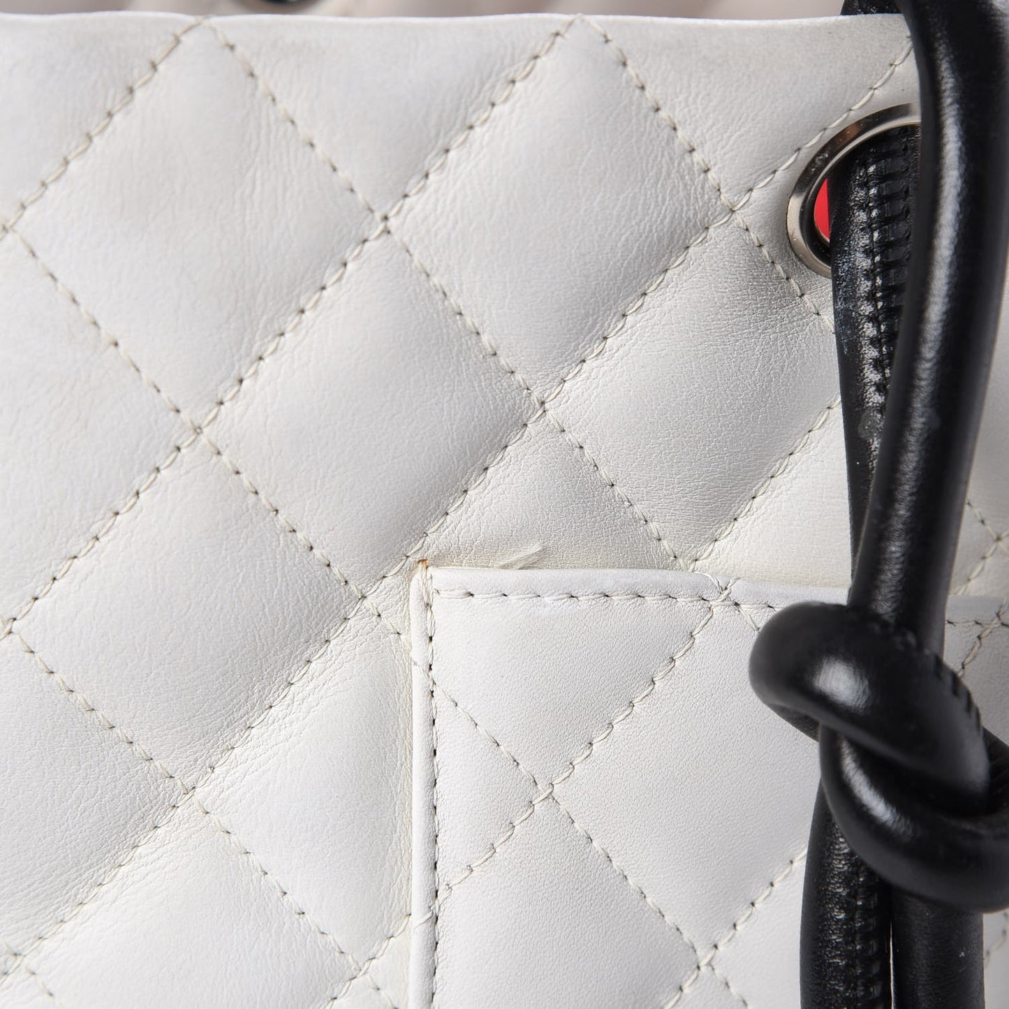 Calfskin Quilted Large Cambon Tote White Black
