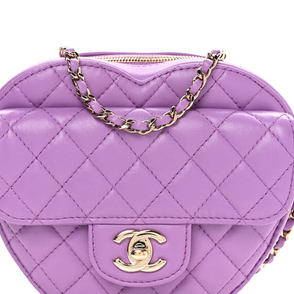 Chanel Lambskin Quilted CC In Love Heart Bag Purple 7 of 10