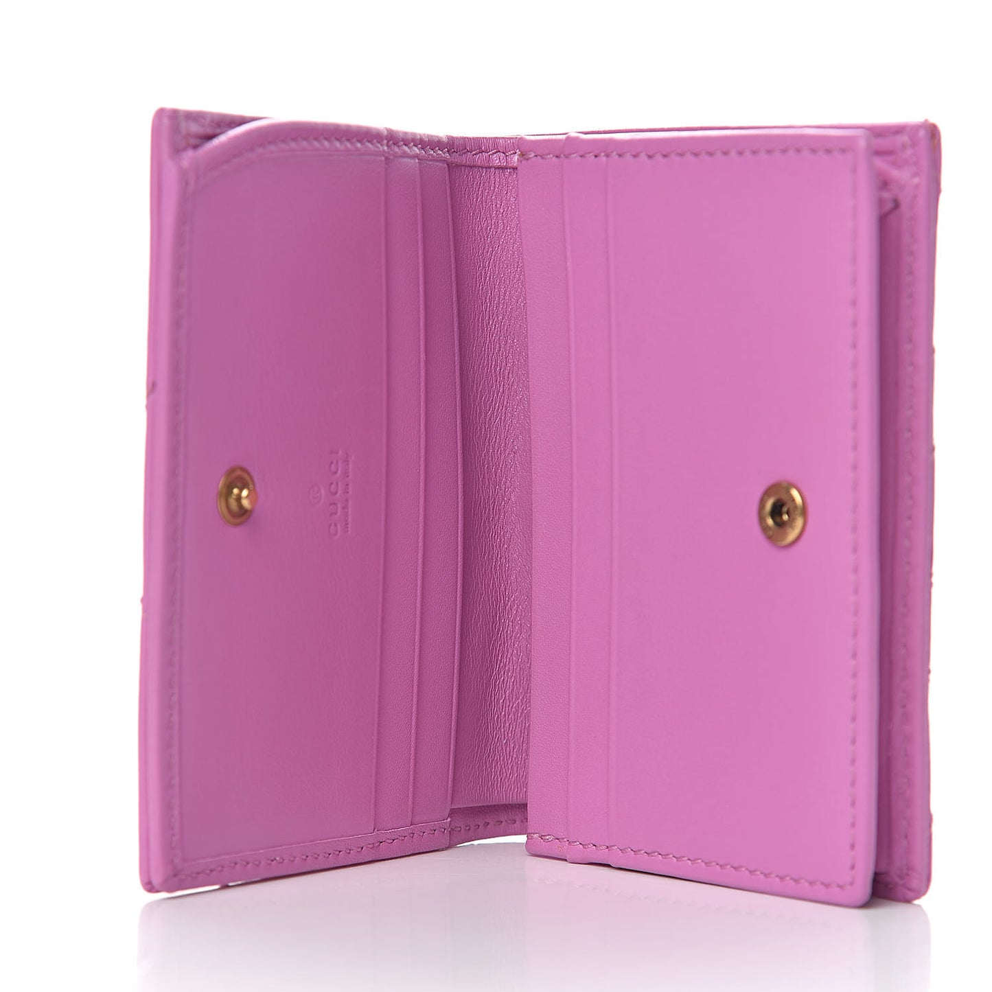 Calfskin Matelasse GG Marmont Card Case Candy Mousse