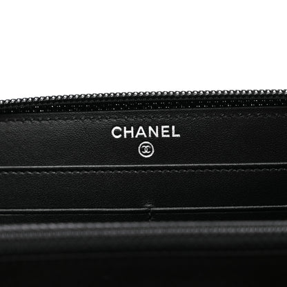 Chanel Caviar Quilted Boy Long Zip Around Wallet Black 6 of 8