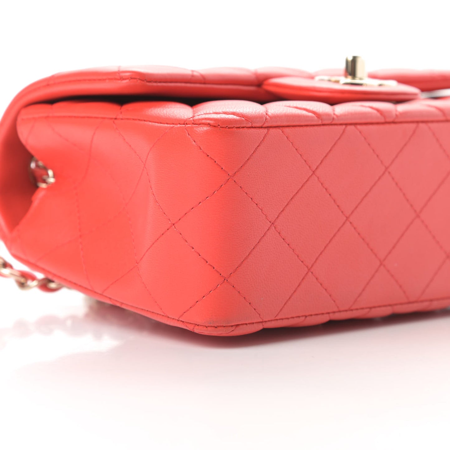 Lambskin Quilted Mini Rectangular Flap Red