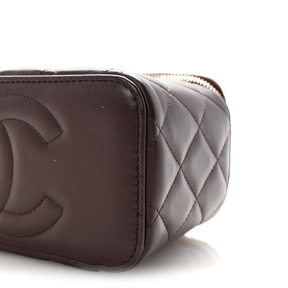 Chanel Lambskin Quilted Small Top Handle Vanity Case With Chain Dark Brown 10 of 10