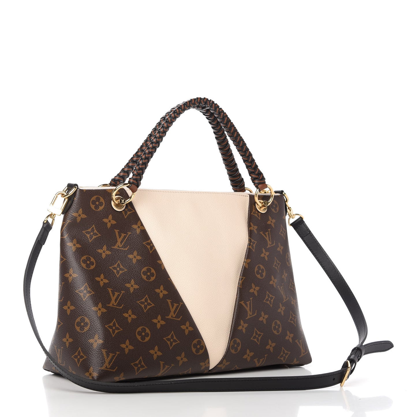 Monogram Braided V Tote MM Creme