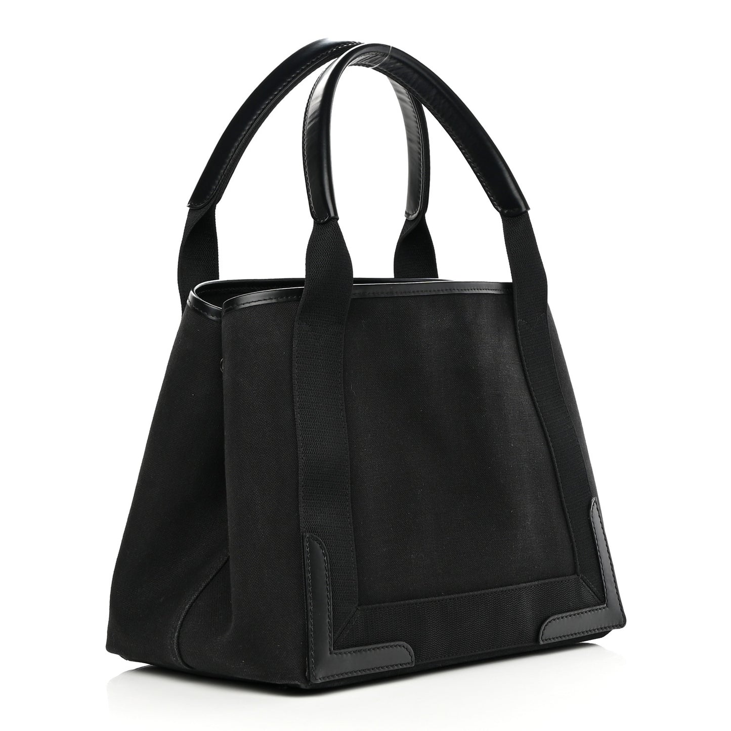 Cotton Canvas Calfskin S Navy Cabas Black