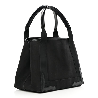 Balenciaga Cotton Canvas Calfskin S Navy Cabas Black 4 of 15