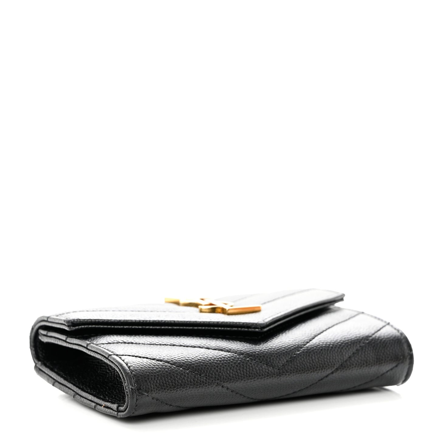 Grain De Poudre Matelasse Chevron Small Monogram Envelope Wallet Black