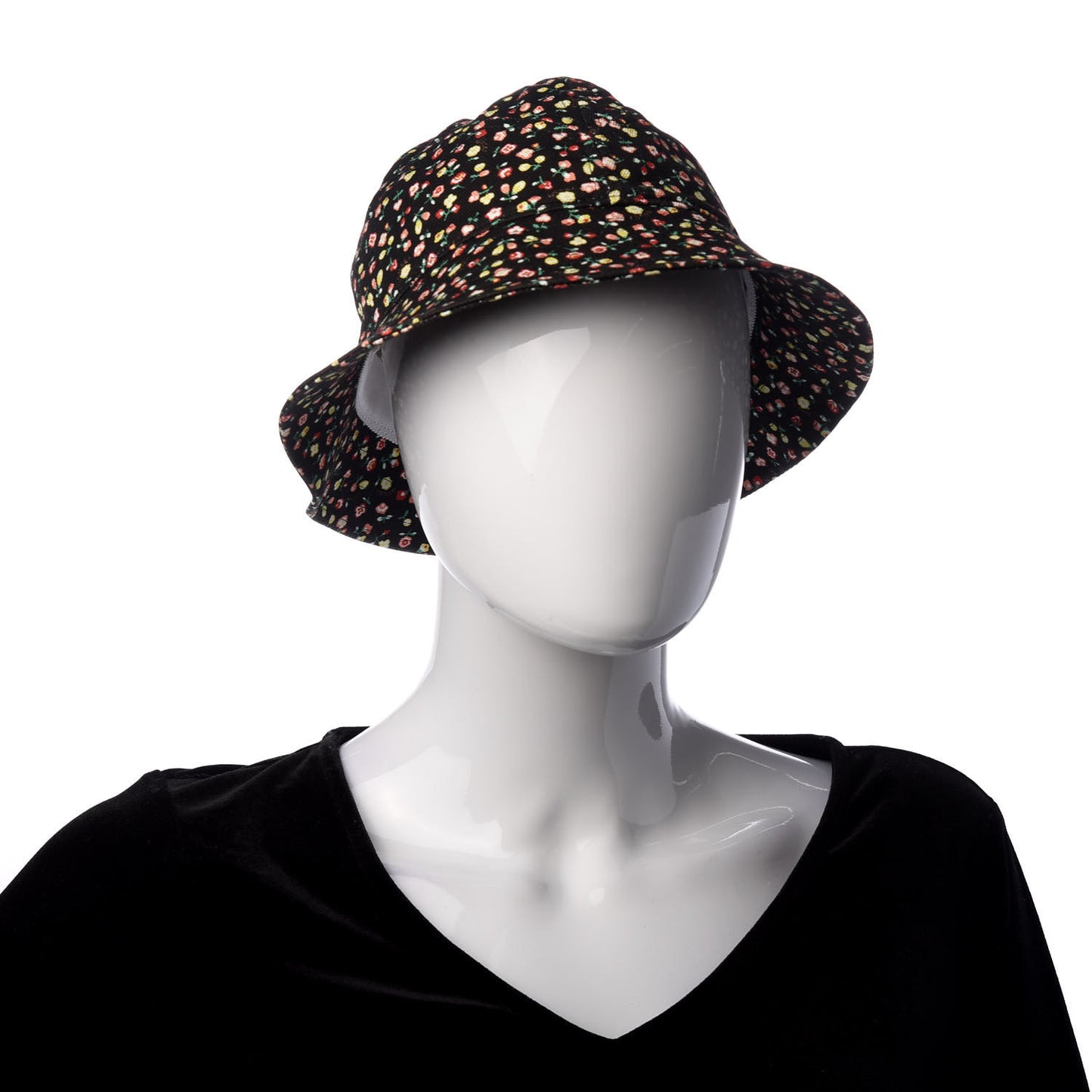 X LIBERTY OF LONDON Canvas Floral Print Bucket Hat L Black Multicolor