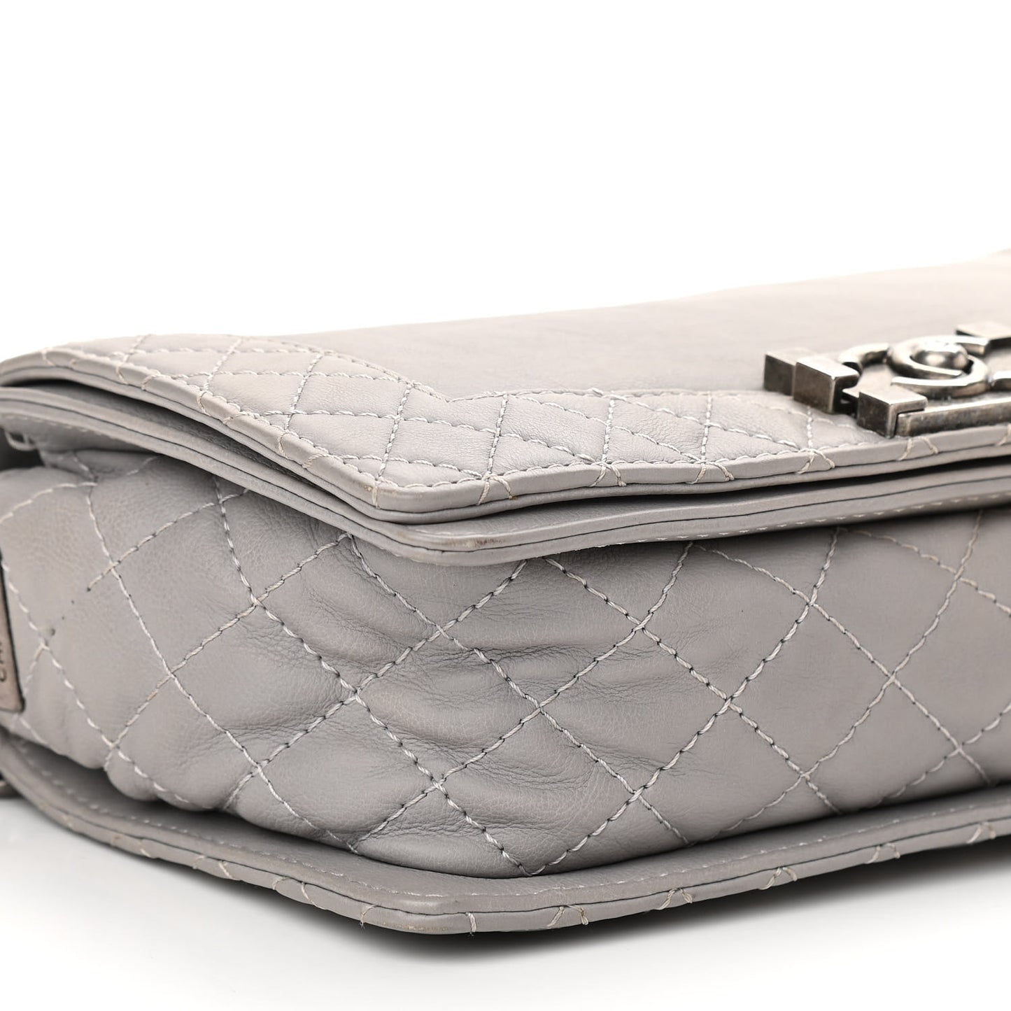 Calfskin Medium Boy Reverso Flap Light Grey