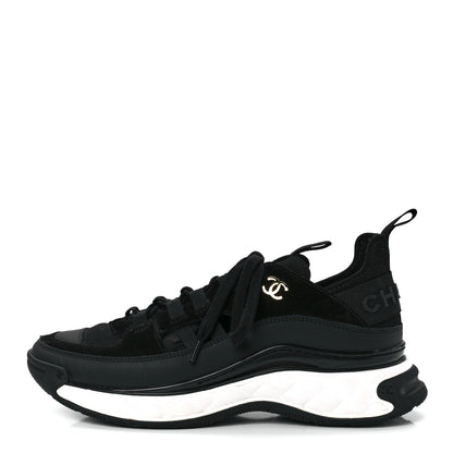 Chanel Velvet Calfskin Mixed Fibers CC Sneakers 39 Black 1 of 9