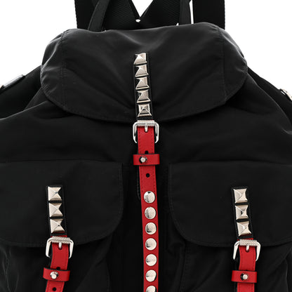 Prada Nylon New Vela Studded Backpack Black Fuoco 8 of 10