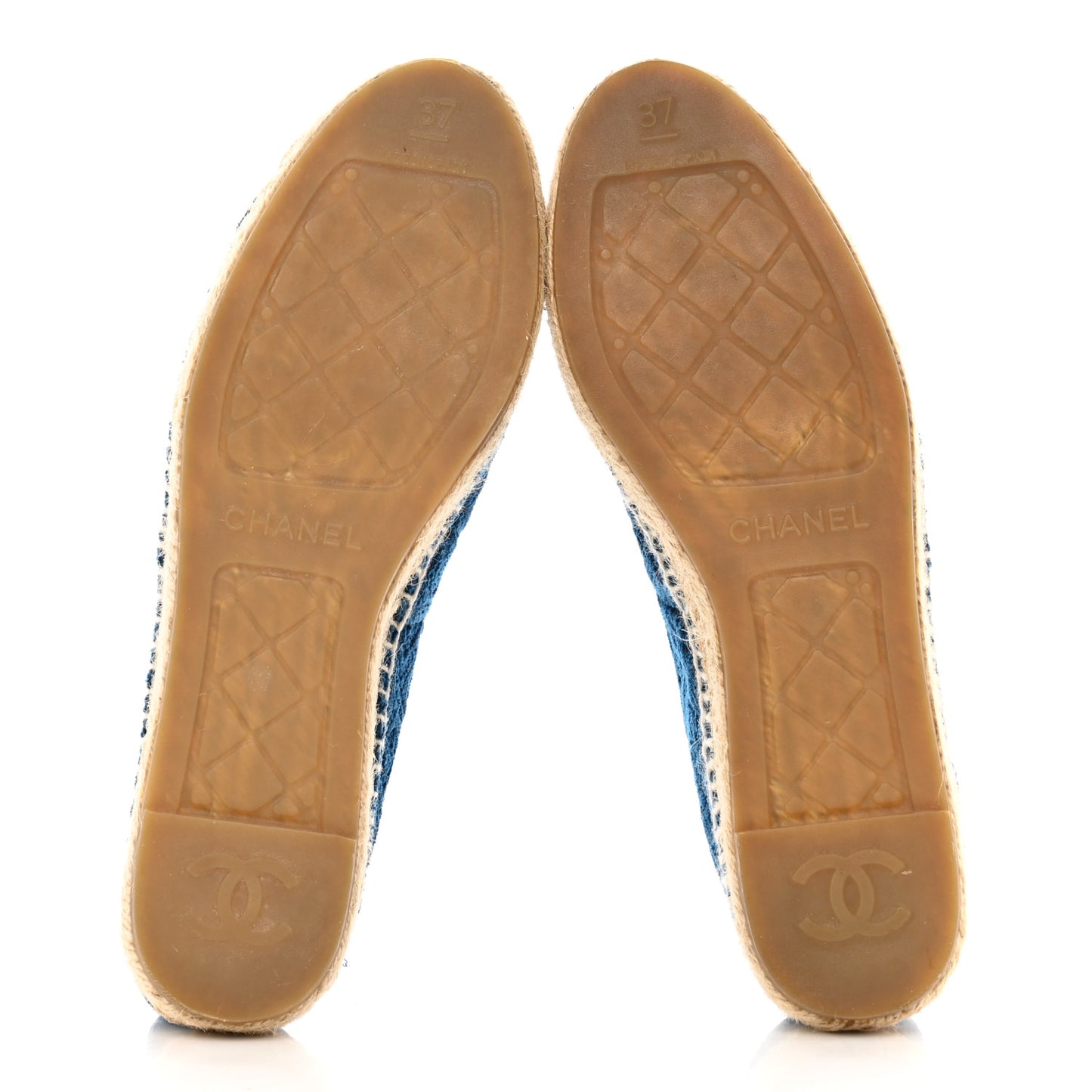 Velvet Grosgrain Quilted Camellia CC Espadrilles 37 Navy Black