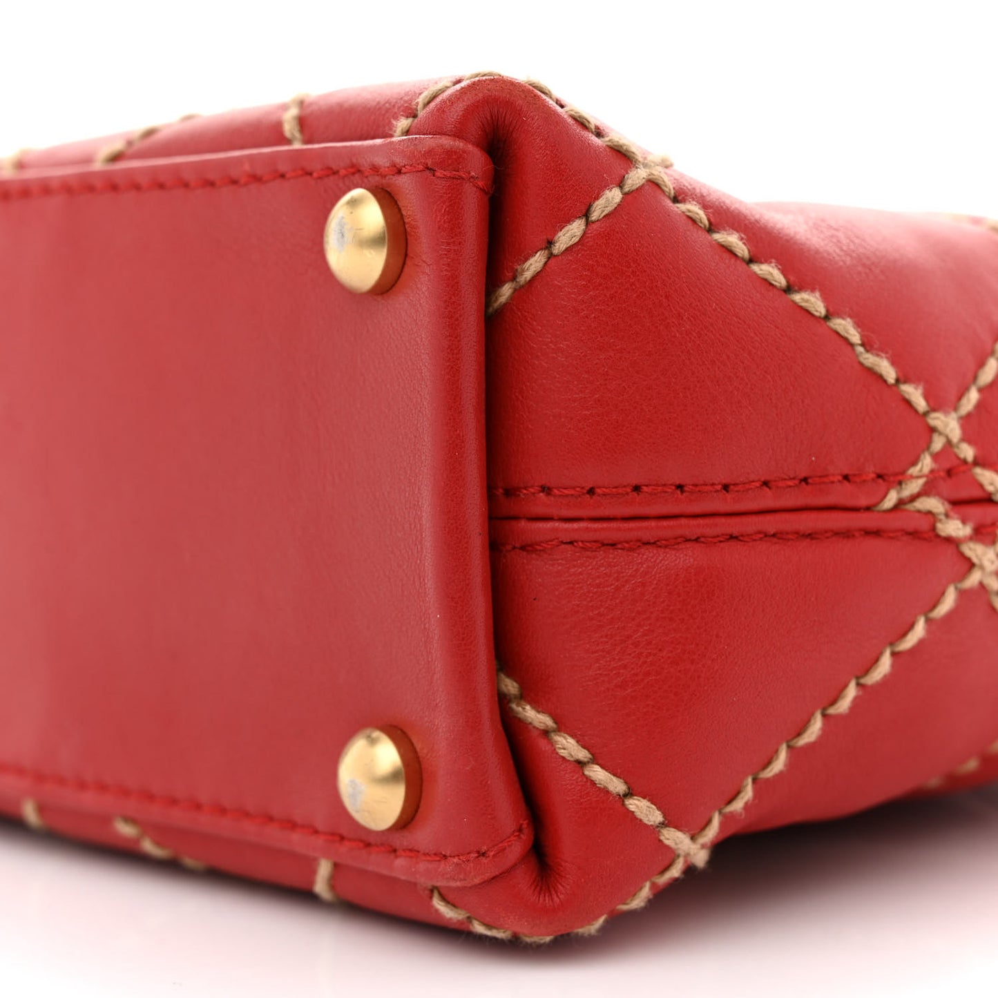 Calfskin Wild Stitch Tote Red