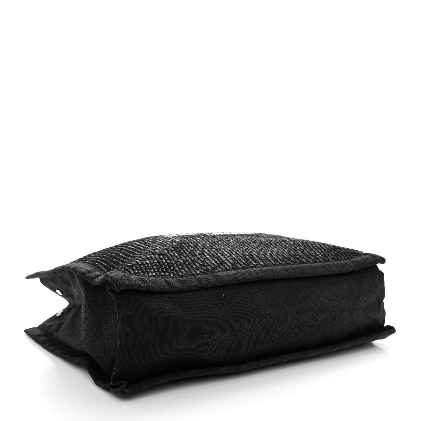 Raffia Linen Calfskin Rive Gauche Tote Black