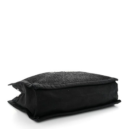 Saint Laurent Raffia Linen Calfskin Rive Gauche Tote Black 5 of 11